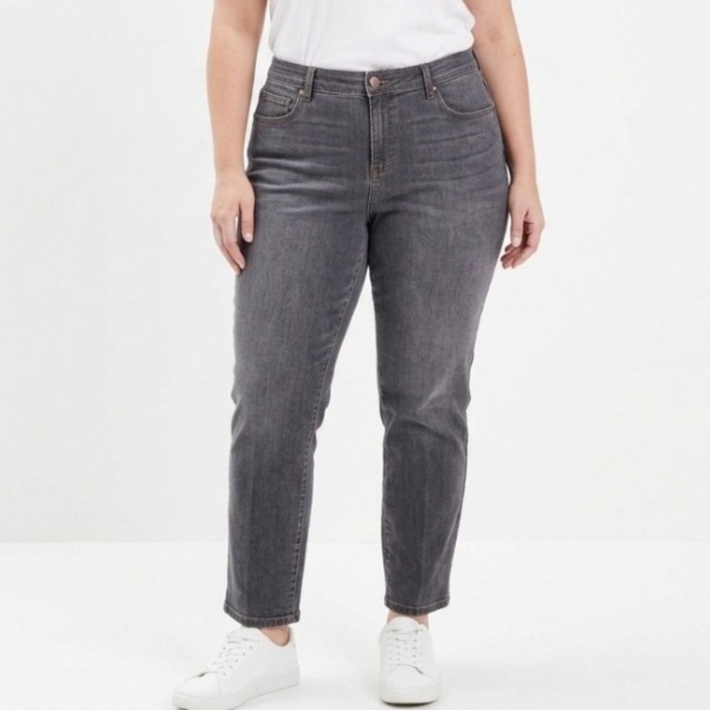 Eileen Fisher Womens Organic Cotton Stretch Slim Straight Leg Jean Minimalist 1X
